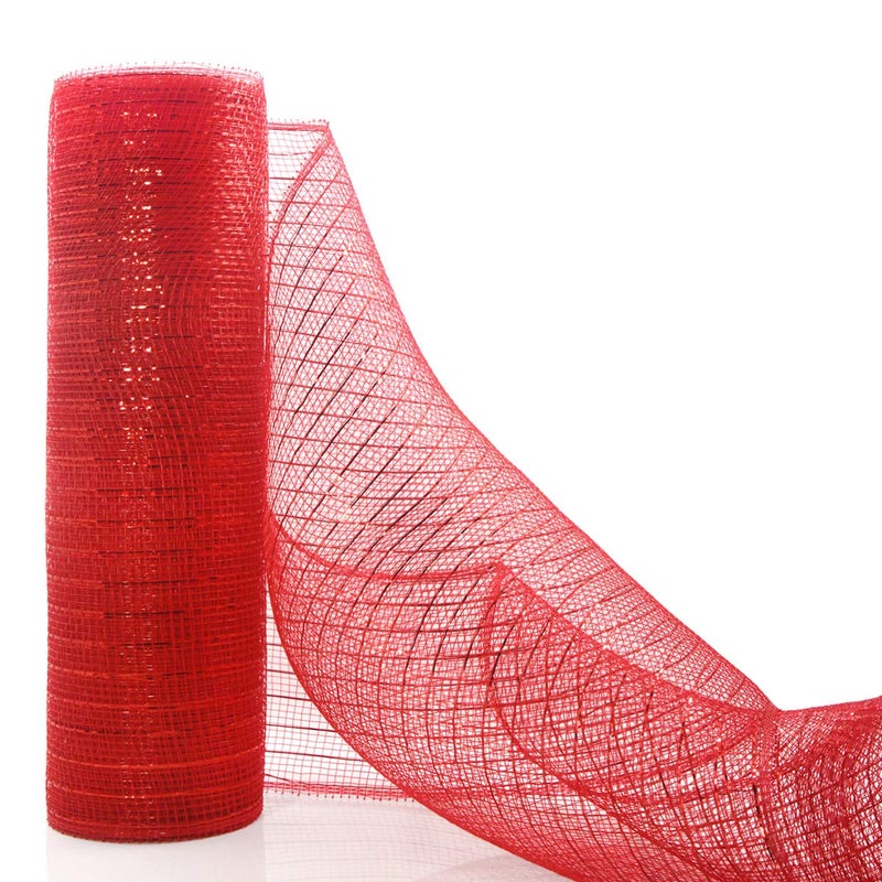 Koopi Deco Mesh 10 inch x 10 Yards Each Roll, Metallic Foil Mesh Ribbon Red, White, Royal, Navy Blue Set for Wreaths, Swags, Craft, Party and Decorating Supplies - 4 Rolls - Image 2